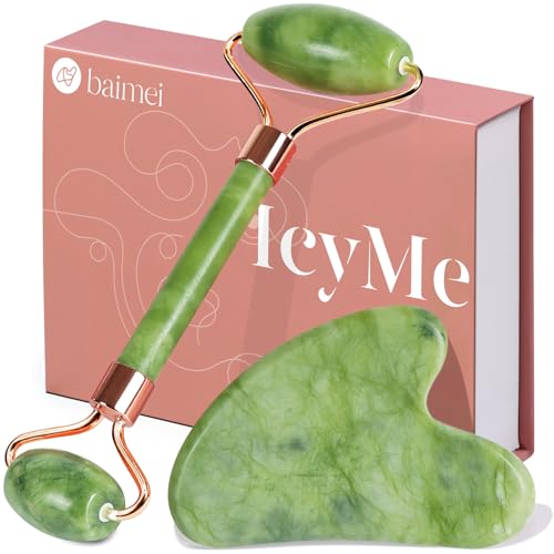 BAIMEI Gua Sha und Gesichtsroller Tool, Jade...