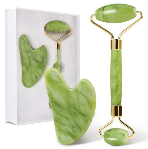 GUGUG Gua Sha Stein and Face Jade Roller Set...